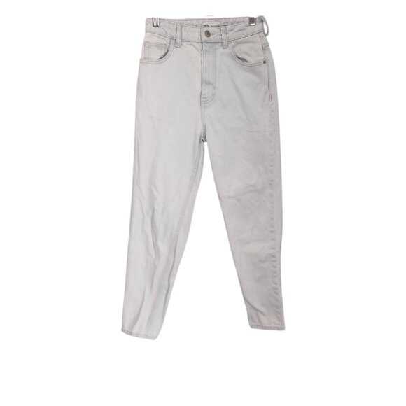 Zara Jeans Join Life Mom Jeans High Waist Tapered‎ Leg Denim Light Blue Sz 00 - Picture 1 of 13